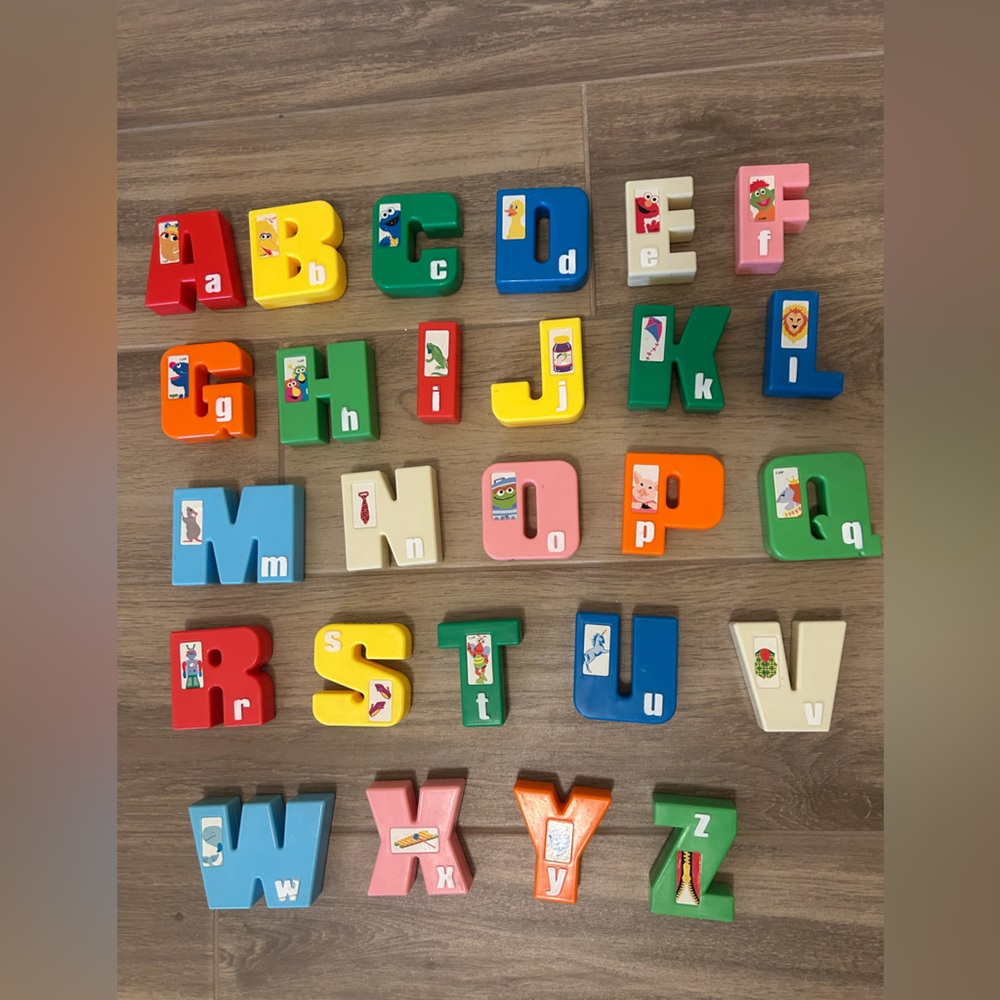 Vintage Sesame Street Colorful Alphabet Blocks